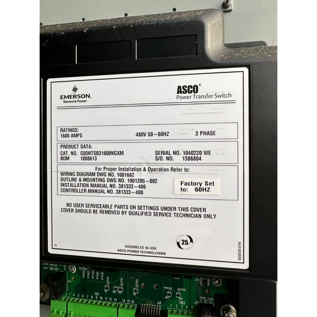 ASCO G03NTSB31600NGXM Automatic Transfer Switch (1600A) (Used)
