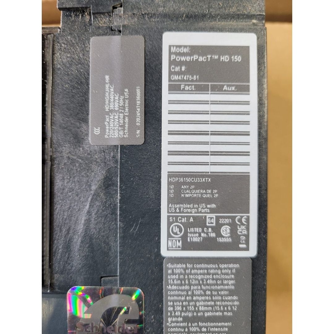 Square D HDP36150CU33XTX Circuit Breaker LCB, HDP, EL-Micro LSI, 100% (150A) (New)