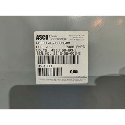 ASCO 300 Series G03AUSA32000NGXM Service Entrance Rated Automatic Transfer Switch (2000A) (New)