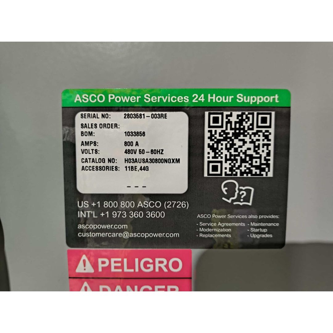 ASCO Series 300 H03AUSA30800CGXM Automatic Transfer Switch (800A) (New)
