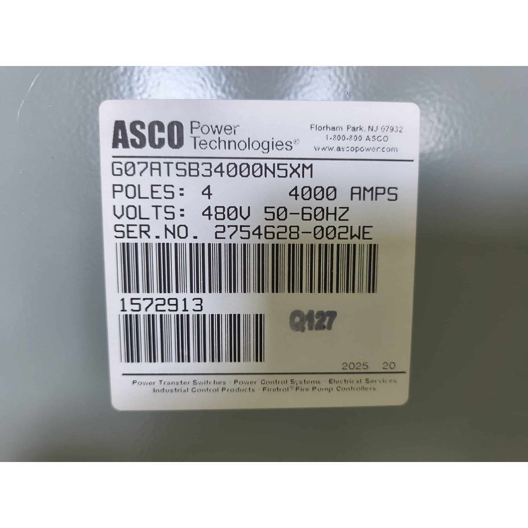ASCO 7000 Series G07ATSB34000N5XM Automatic Transfer Switch (4000A) (New)