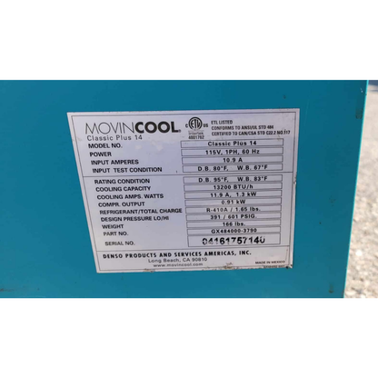 Denso Classic Plus 14 Spot Cooler 10-14K BTU 1.2 Ton (110V) (Used)
