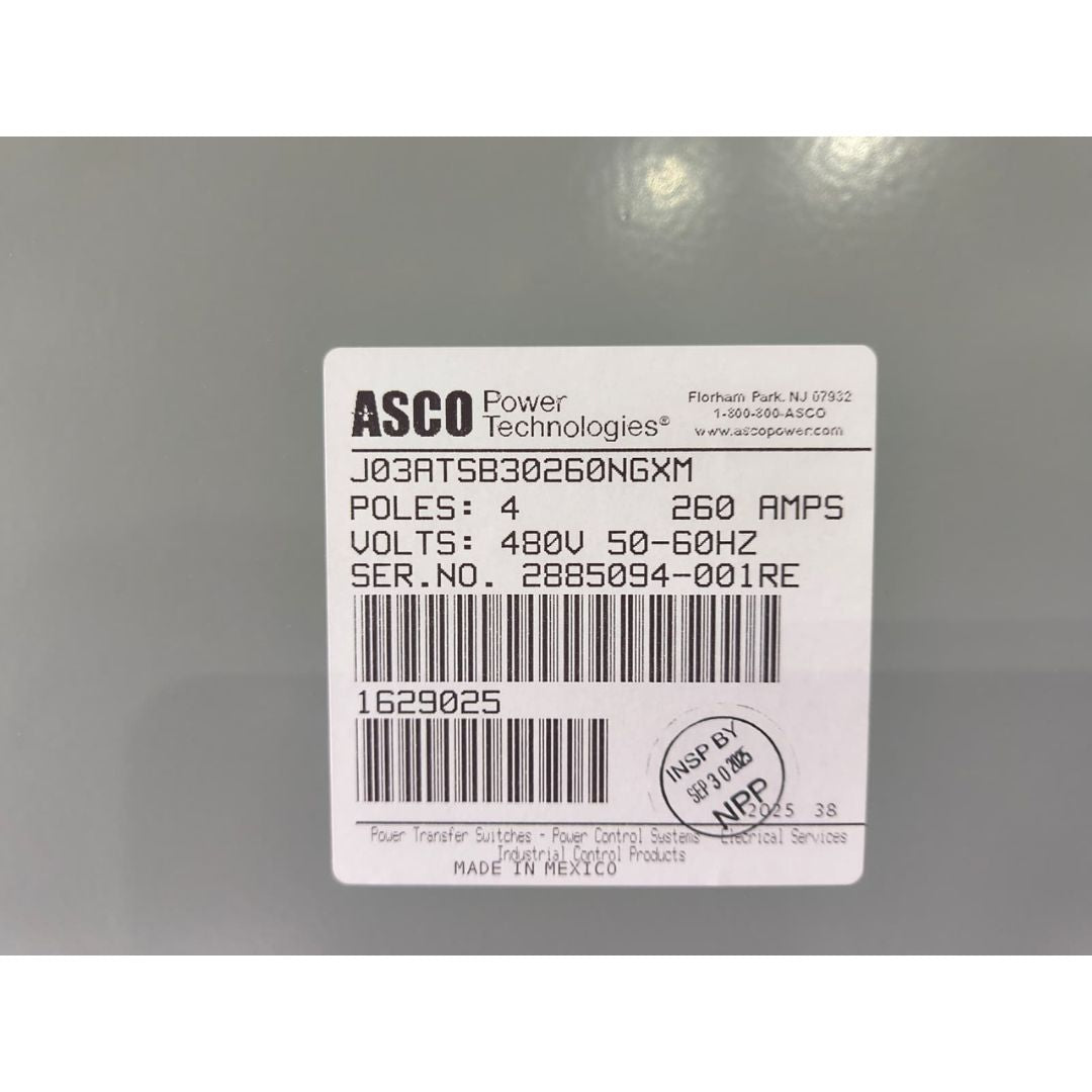 ASCO Series 300 J03ATSB30260NGXM Automatic Transfer Switch (260a) (New)