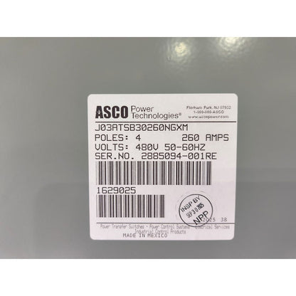 ASCO Series 300 J03ATSB30260NGXM Automatic Transfer Switch (260a) (New)