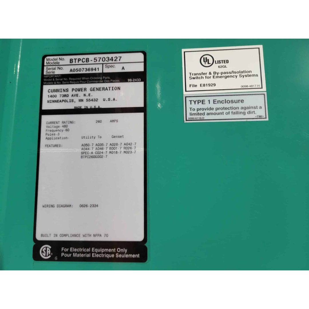 Onan BTPCB-5703427 Automatic Transfer Switch (260A) (Used)