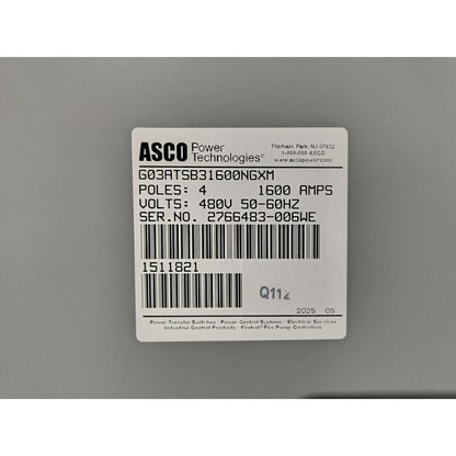 ASCO Series 300 G03ATSB31600NGXM Automatic Transfer Switch (1600A) (New)