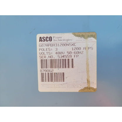 ASCO G07APBA31200N5XC Automatic Transfer Switch (1200A) (Used)