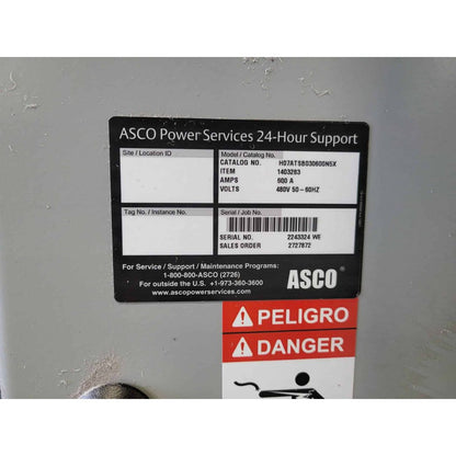 ASCO H07ATSB030600NSX Automatic Transfer Switch (600A) (Used)