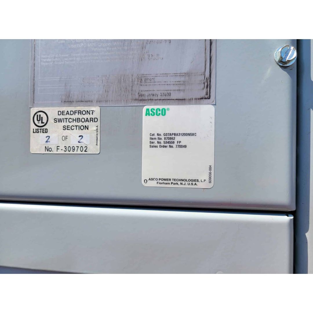 ASCO G07APBA31200N5XC Automatic Transfer Switch (1200A) (Used)
