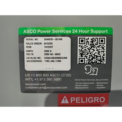 ASCO Series 300 G03AUSB32000CGXM Automatic Transfer Switch (2000A) (New)