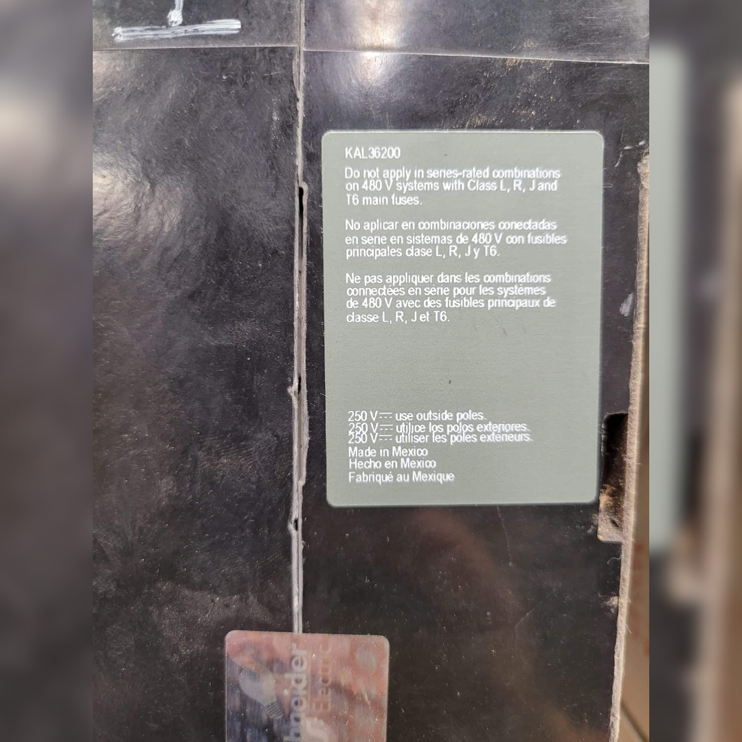 200 Amp Square D KHF36200U Breaker sticker