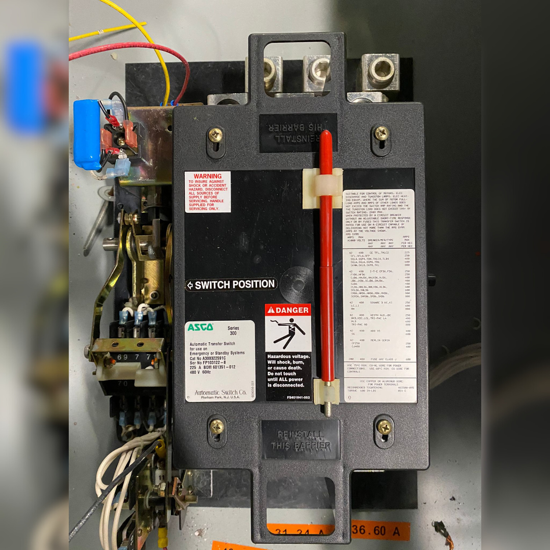 225 Amp ASCO 300 Automatic Transfer Switch inside view