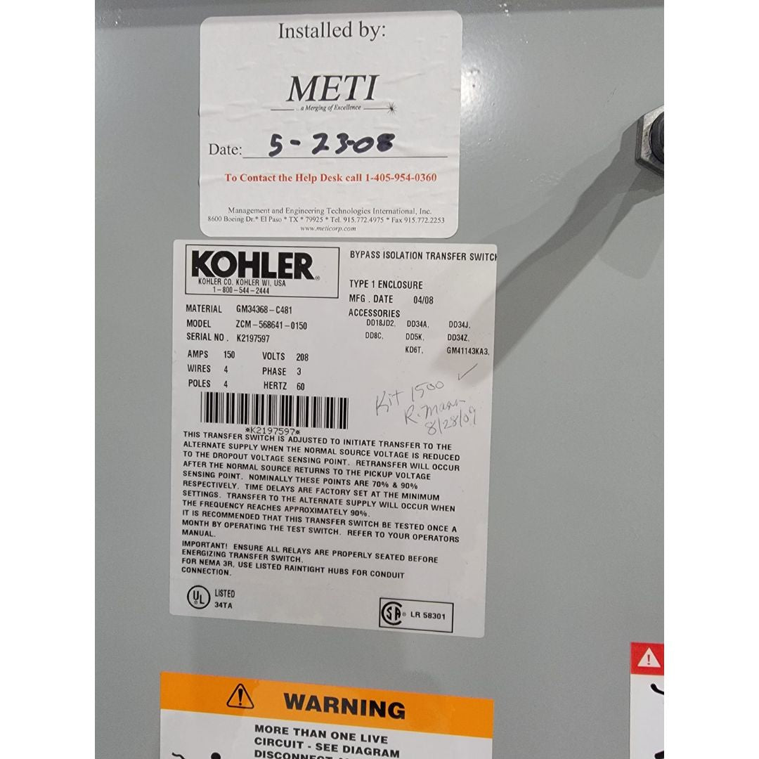 Kohler ZCM-568641-0150 Automatic Transfer Switch (150A) (Used)