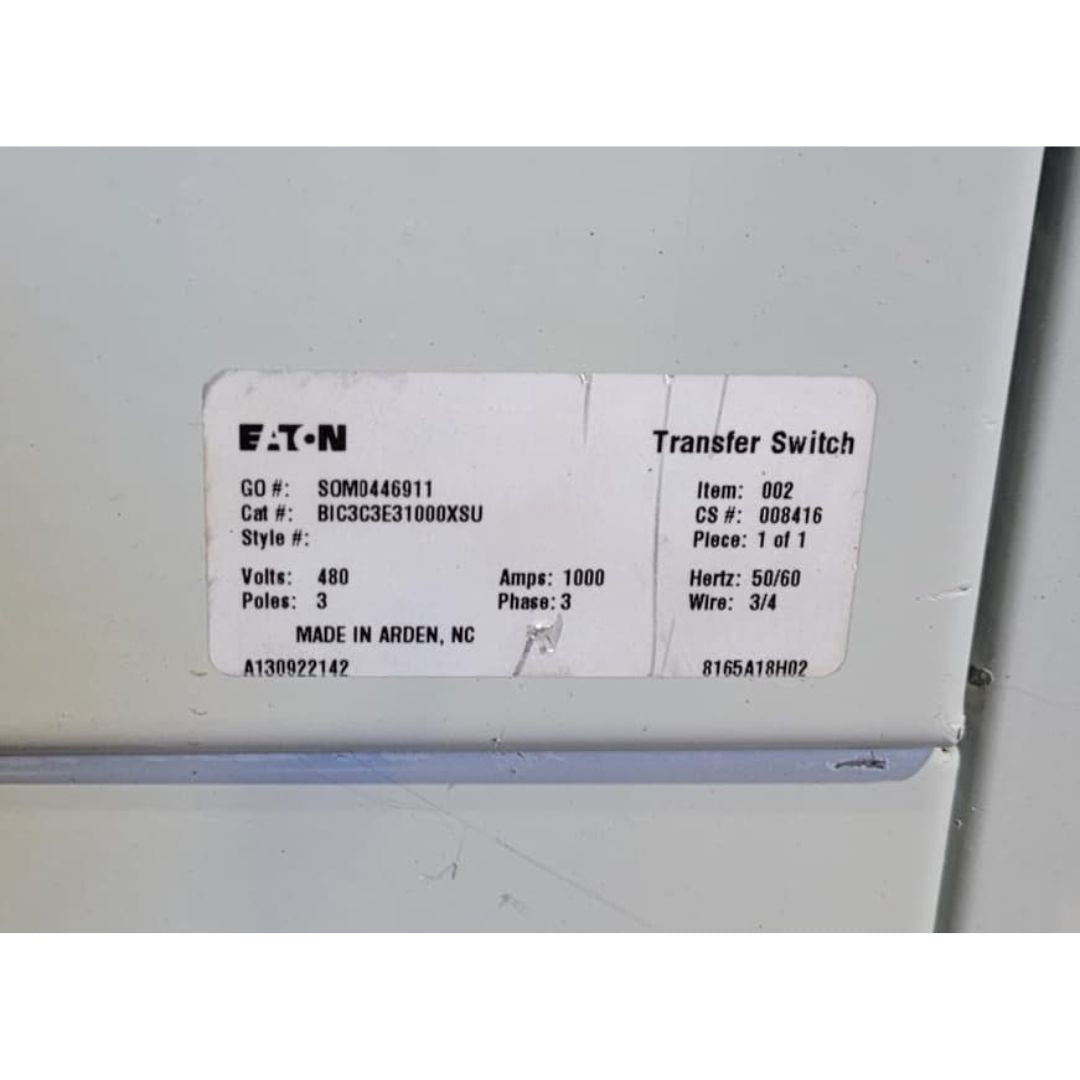 EATON BIC3C3E30600XSU Automatic Transfer Switch (1000A) (Used)