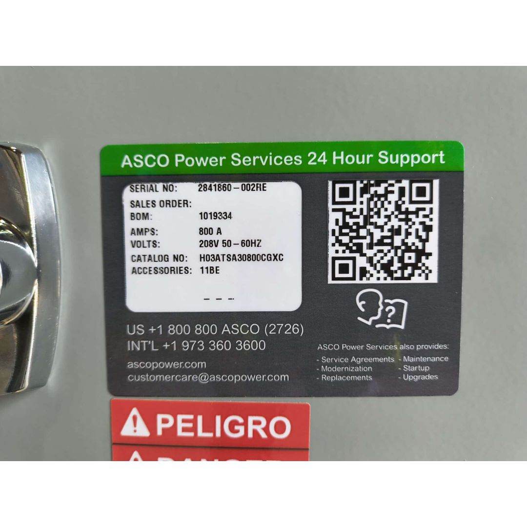 ASCO Series 300 H03ATSA30800CGXC Automatic Transfer Switch (800A) (New)