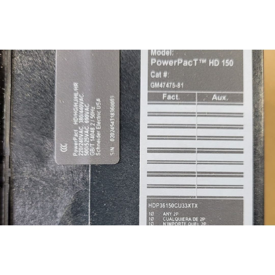 Square D HDP36150CU33XTX Circuit Breaker LCB, HDP, EL-Micro LSI, 100% (150A) (New)