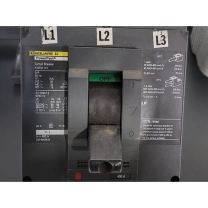 Square D DGP36400E20 PowerPact Breaker (400a) (Used)