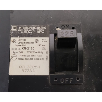 Square D Q2L Breaker (225A) (Used)