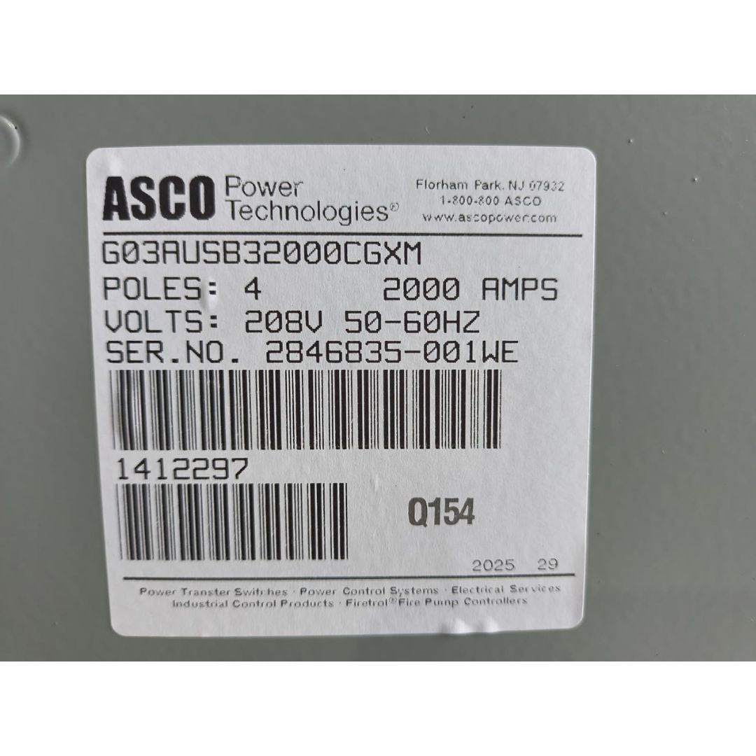 ASCO Series 300 G03AUSB32000CGXM Automatic Transfer Switch (2000A) (New)