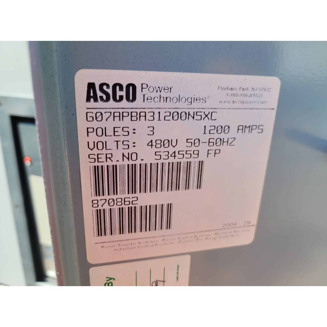 ASCO G07APBA31200N5XC Automatic Transfer Switch (1200A) (Used)