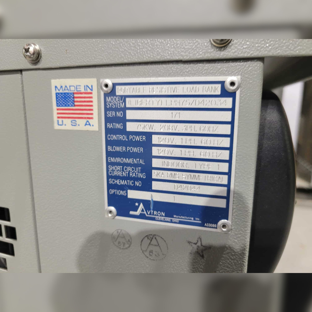 75 kW Avtron LPH75 3P 208V Load Bank details