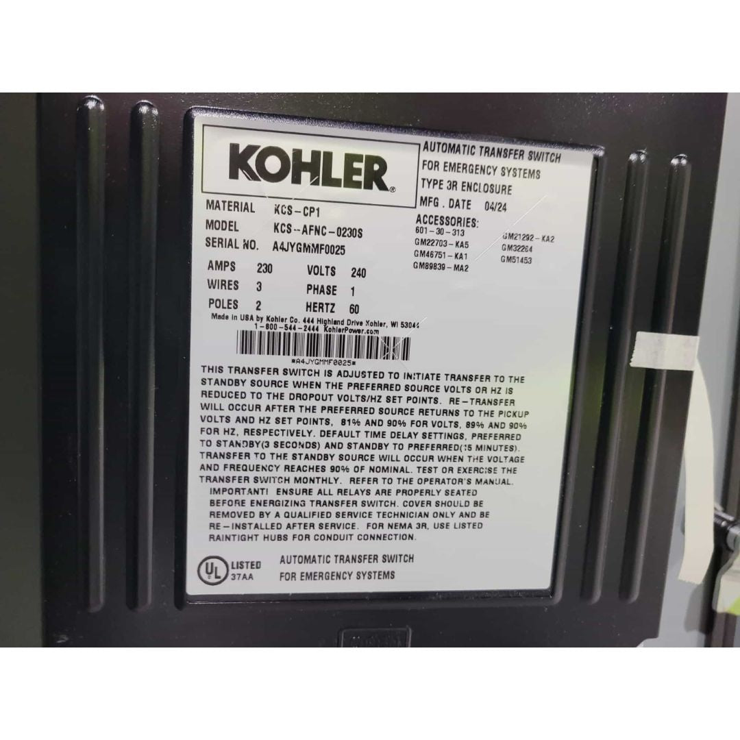 Kohler KCS-AFNC-0230S Automatic Transfer Switch (230A) (New)