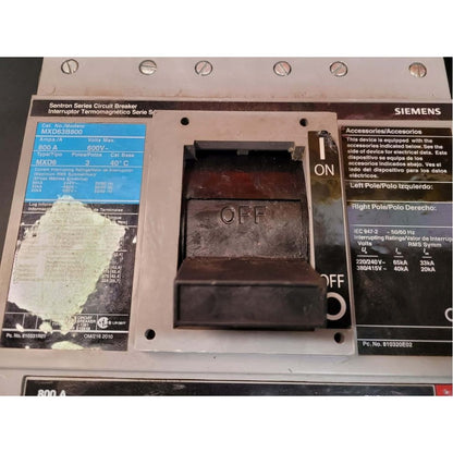 Siemens MXD63B800 Breaker (800A) (Used)