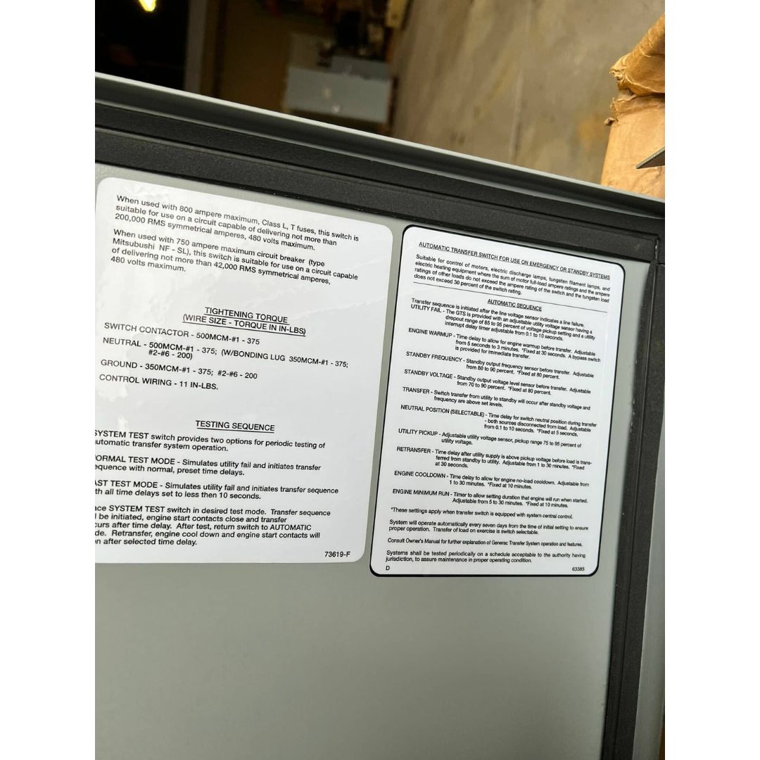 CAT TCF3B6MXX2X3XXRXX0 Automatic Transfer Switch (600A) (Used)