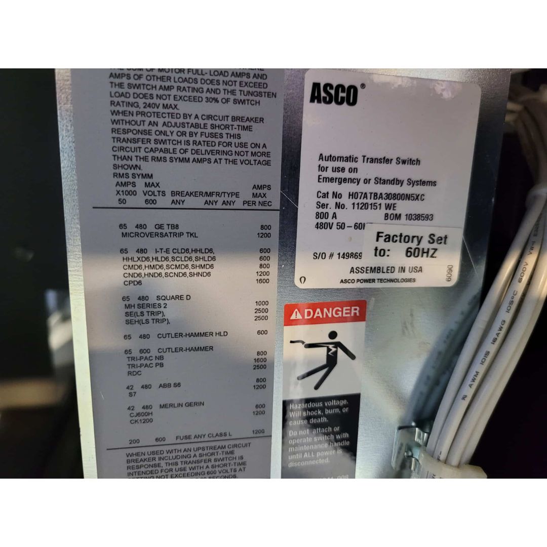 ASCO H0715BA30800NSXC Automatic Transfer Switch (800A) (Used)