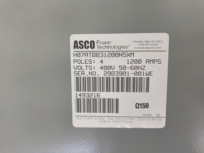 ASCO 300 Series H07ATBB31200N5XM Automatic Transfer Switch (1200A) (New)