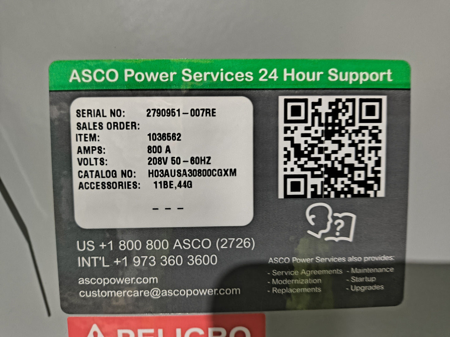 New 800 Amp ASCO Series 300 H03AUSA30800CGXM Automatic Transfer Switch