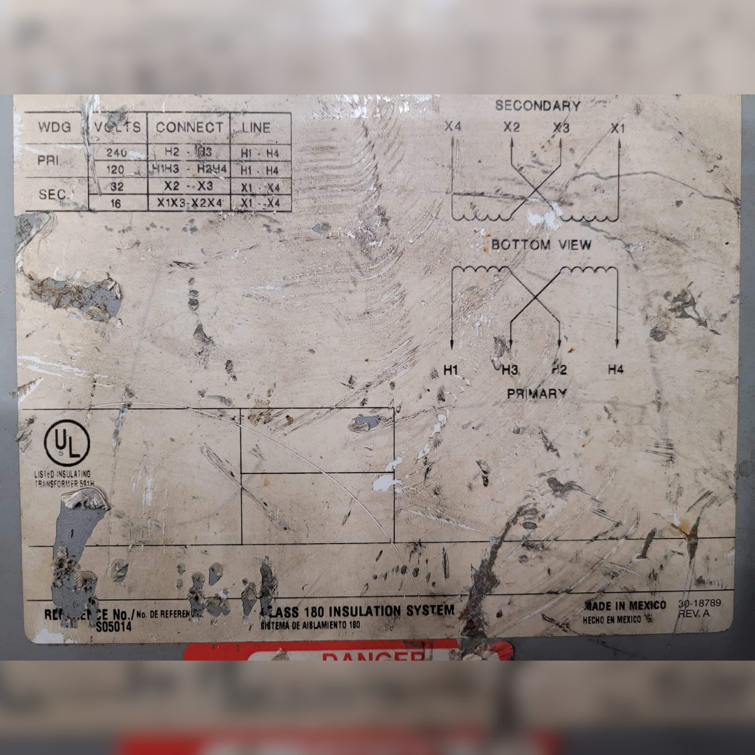 Cutler-Hammer Dry Type Distribution Transformer sticker