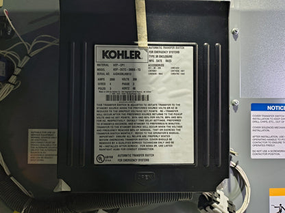 New 2000 Amp Kohler KEP-DCTC-2000S-TQ Automatic Transfer Switch (ATS00288PA-PHILA)
