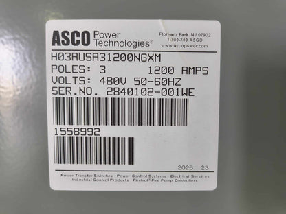 New 1200 Amp ASCO Series 300 H03AUSA31200NGXM Automatic Transfer Switch (ATS00370)