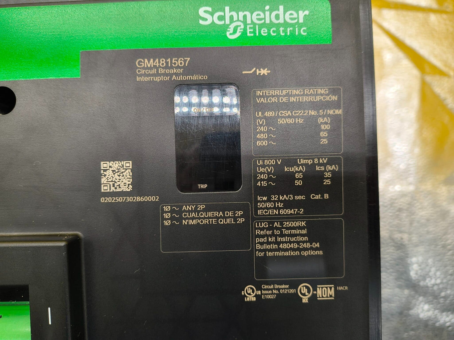 Used 2000 Amp Square D RJF36200CU33A Circuit Breaker (BRK091PA-PHILA)