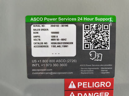 New 1200 Amp ASCO Series 300 H03AUSA31200NGXM Automatic Transfer Switch (ATS00370)