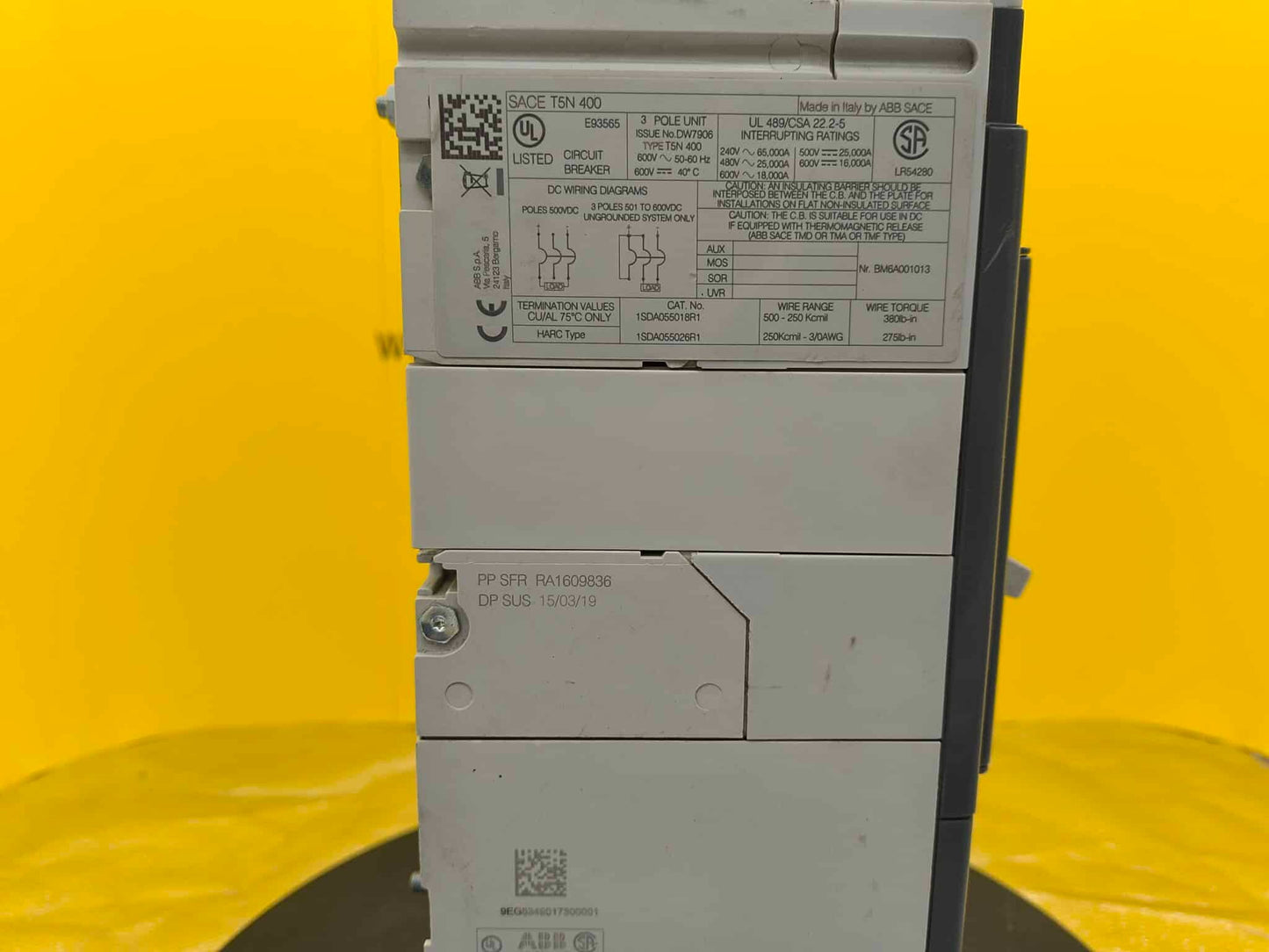 Used 400 Amp ABB SACE T5N 400 PR221DS Breaker (BRK078PA-PHILA)