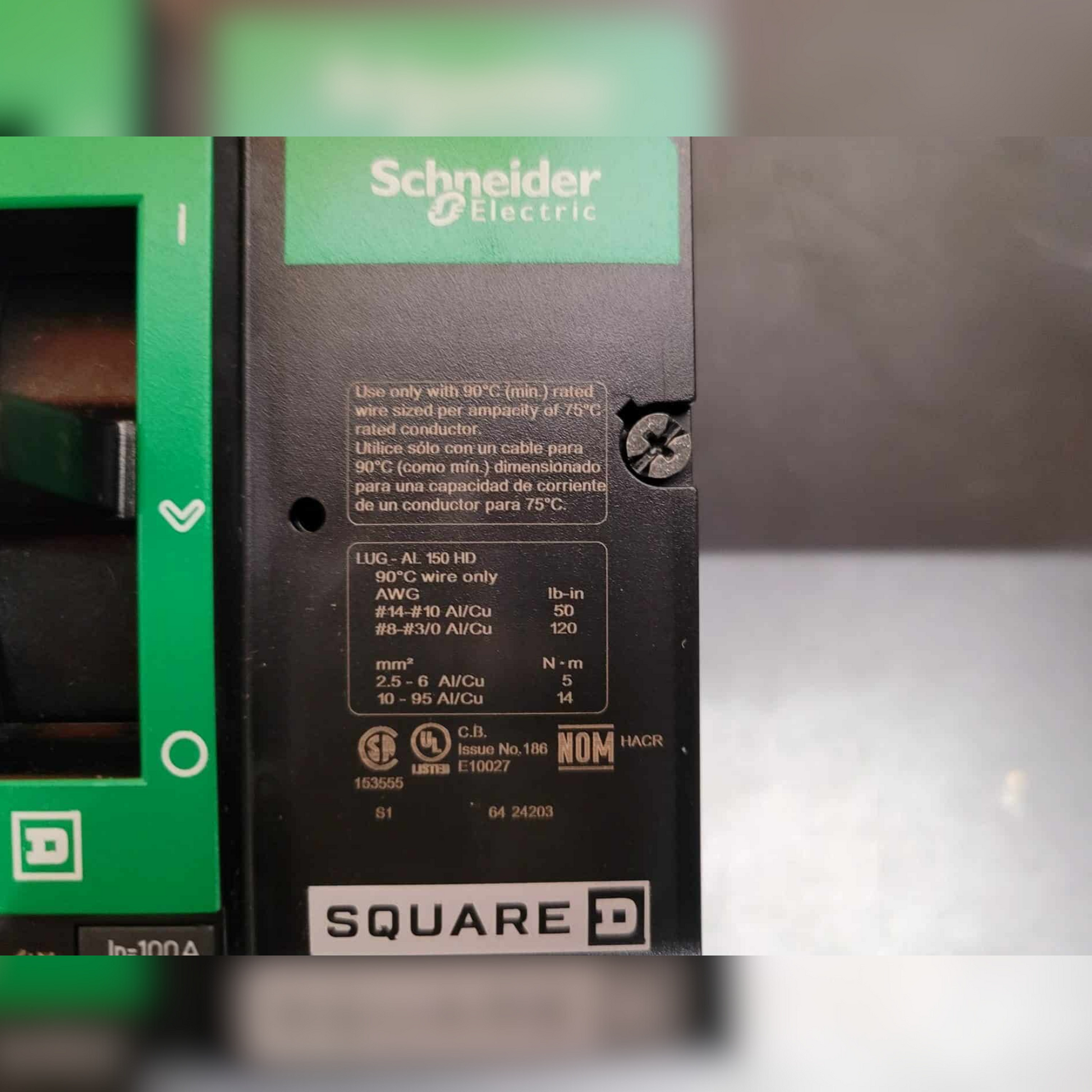 New 100 Amp Square D HDP36100CU33XTX Breaker LCB, 100A, HD, MICRO LSI, 100% Information