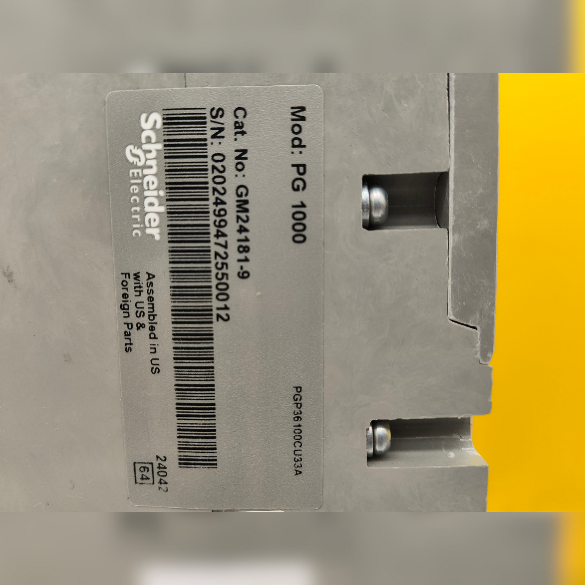 New 1000 Amp Square D PGP36100CU33A Breaker LCB, 1000A, PGP, EL/MICRO LSI, 100% Sticker with CAT Number and Serial Number