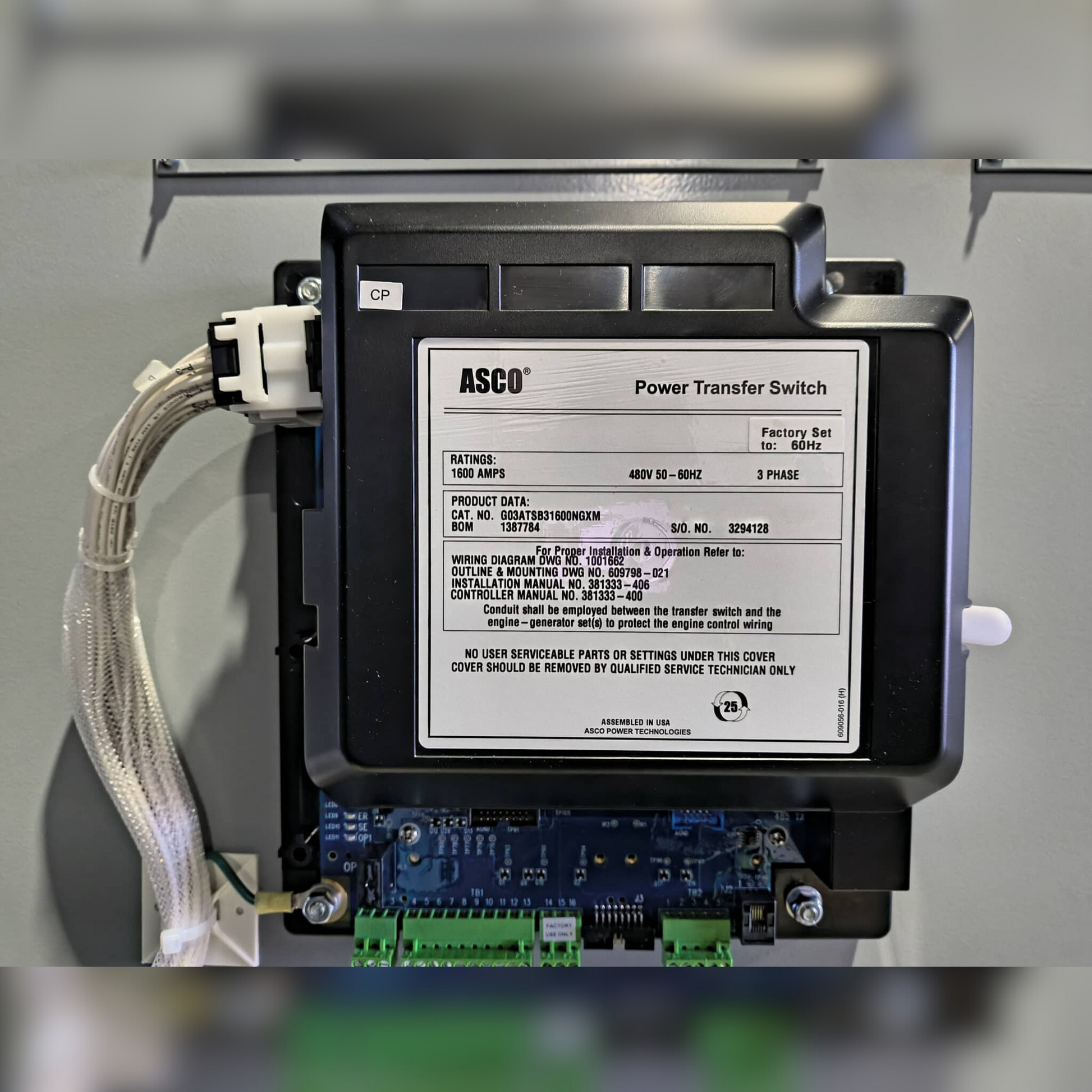 New 1600 Amp ASCO 300 Series G03ATSB31600NGXM Automatic Transfer Switch Part