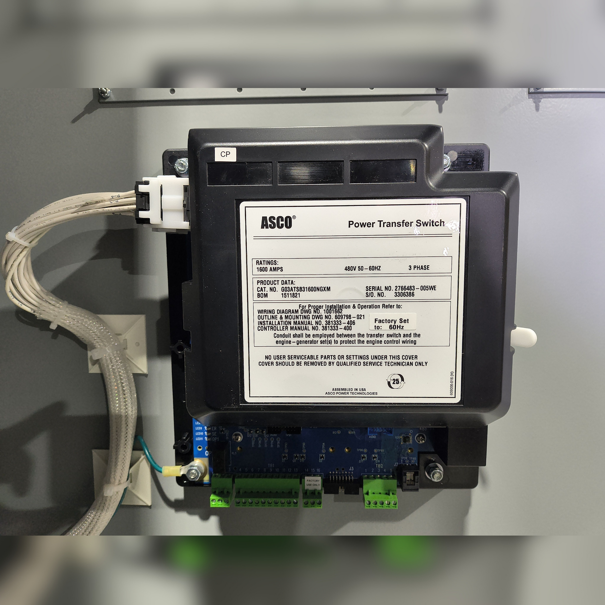 New 1600 Amp ASCO Series 300 G03ATSB31600NGXM Automatic Transfer Switch Part