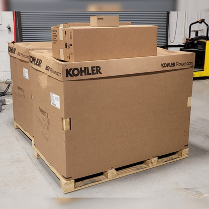 New 20 kW Kohler 20RCA Residential Natural Gas Generator side view box