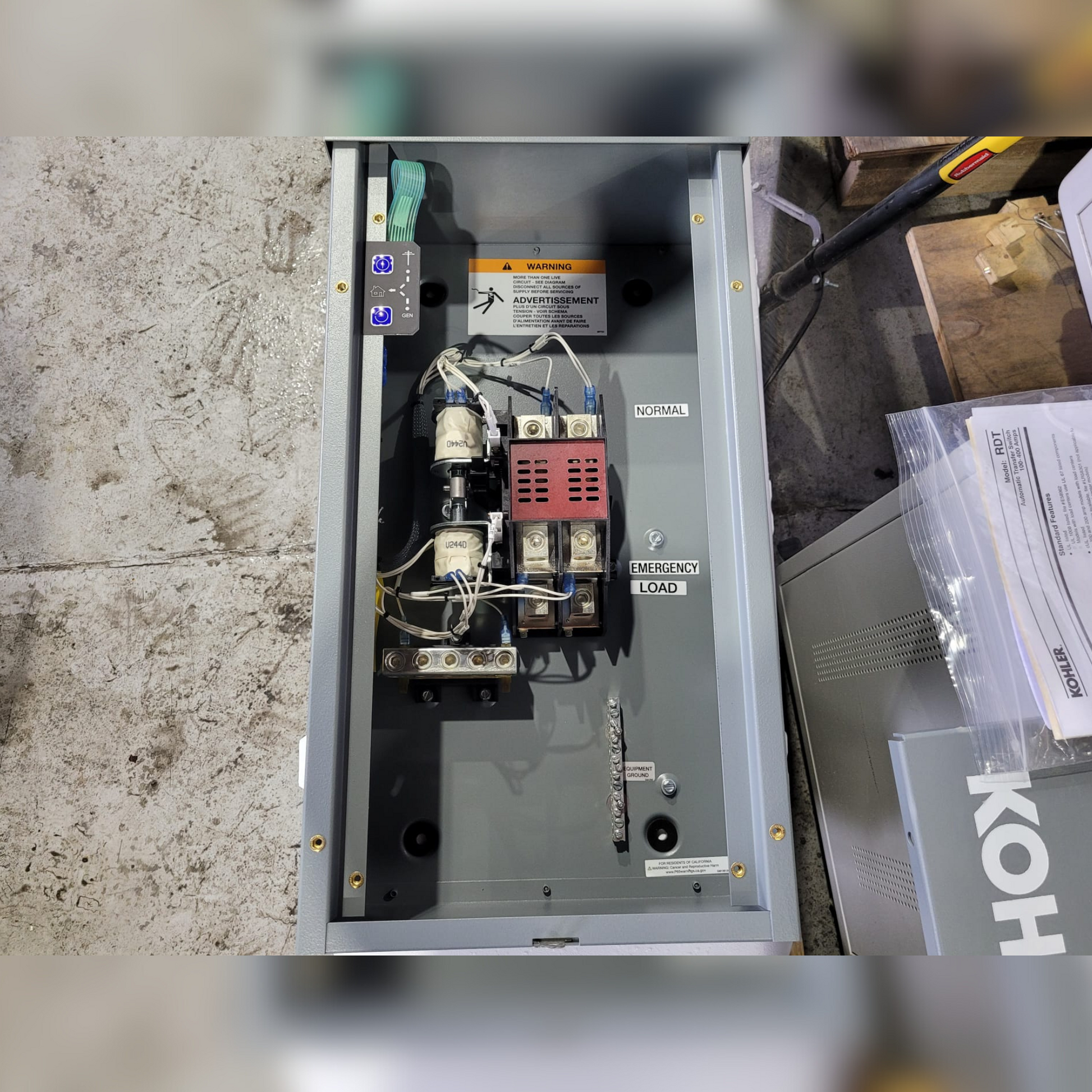 New 200 Amp Kohler RDT Automatic Transfer Switch Front View