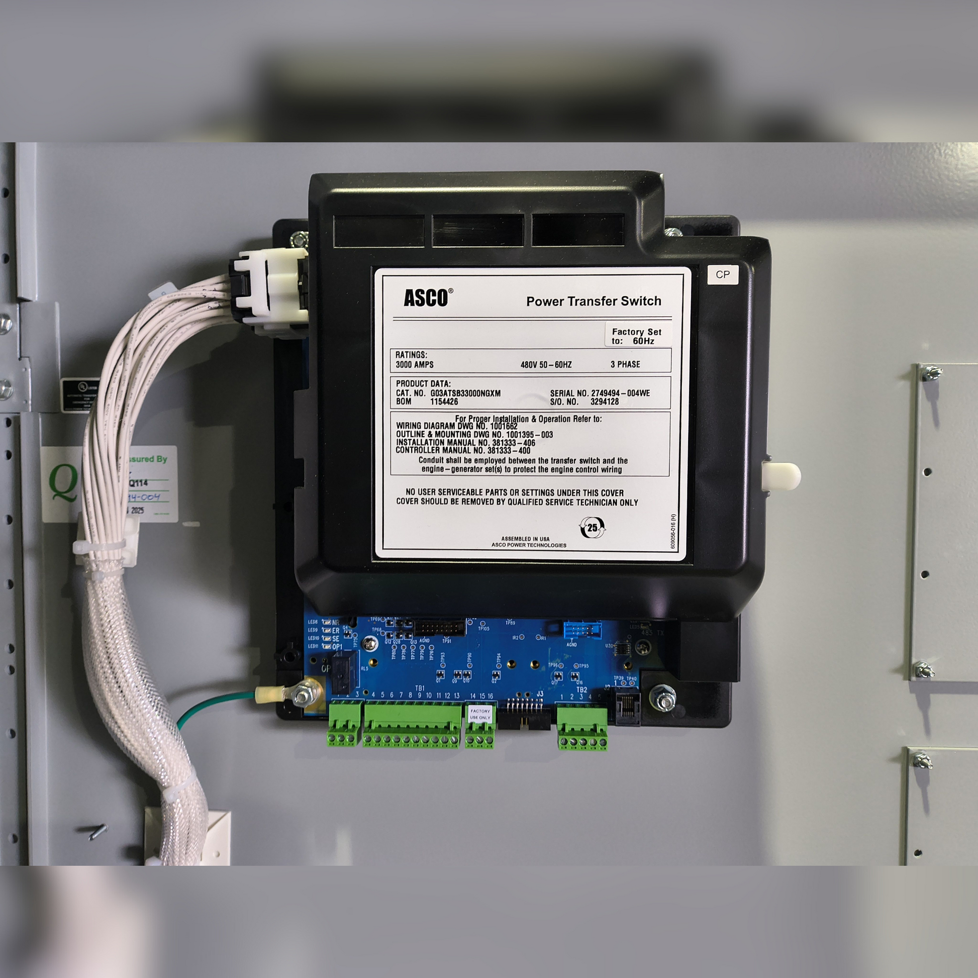 New 3000 Amp ASCO Series 300 G03ATSB33000NGXM Automatic Transfer Switch Part