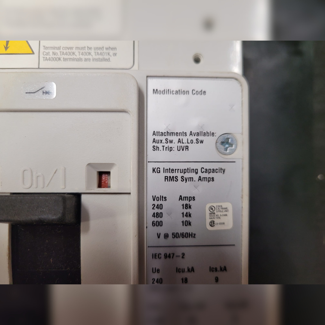 New 400 Amp EATON KG3400S42 Series C Circuit Breaker details