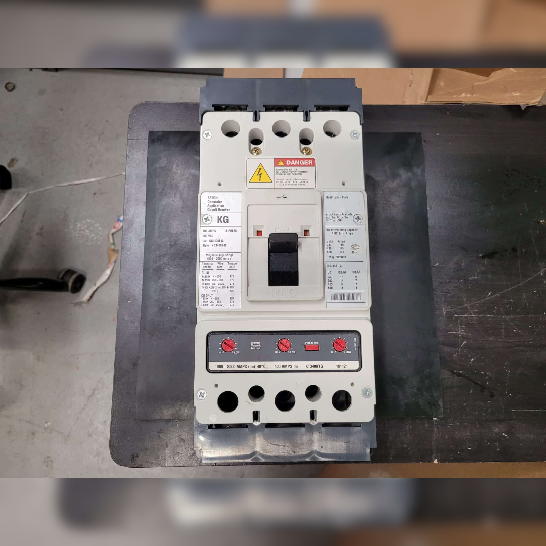 New 400 Amp EATON KG3400S42 Series C Circuit Breaker front view