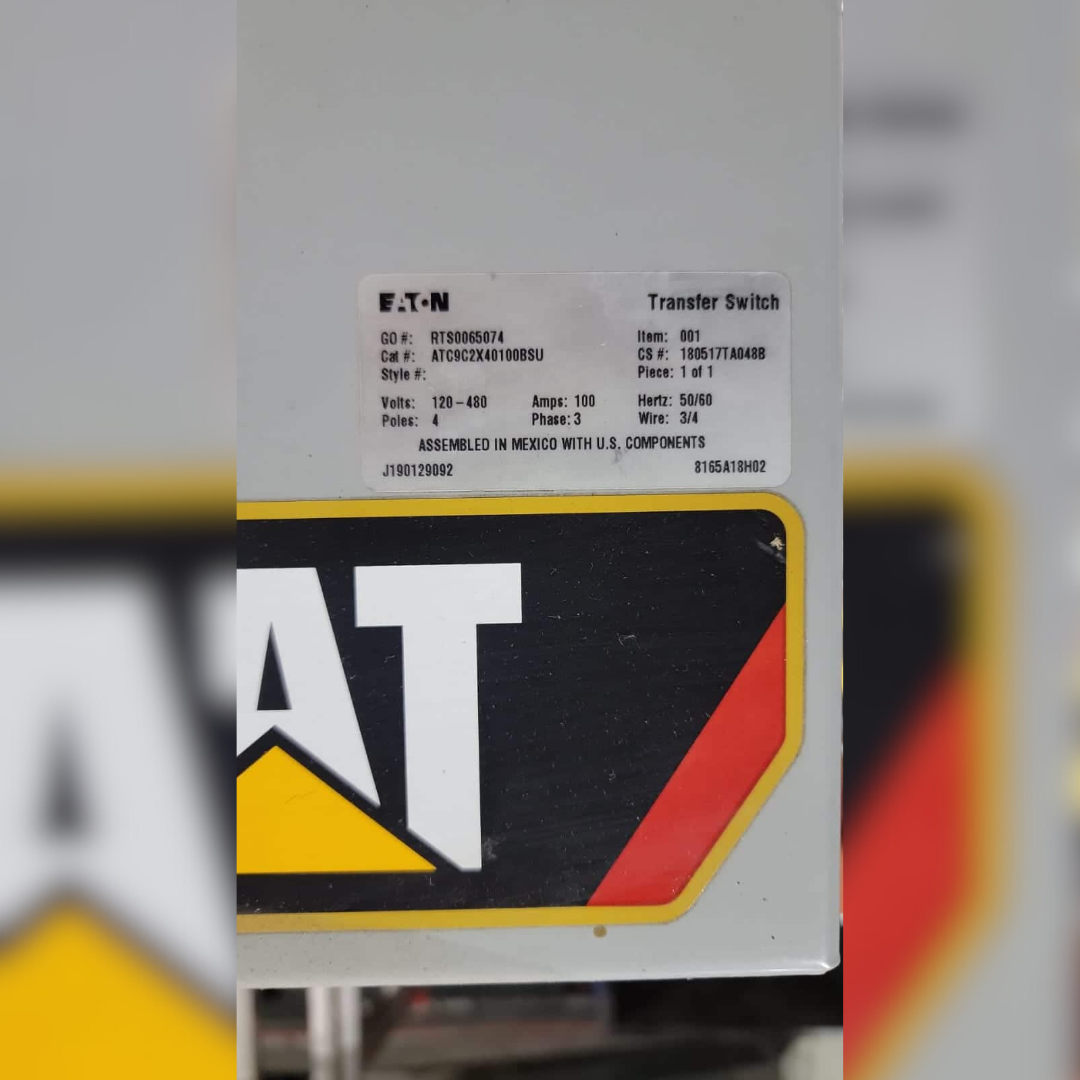 Used 100 Amp CAT ATC Automatic Transfer Switch sticker