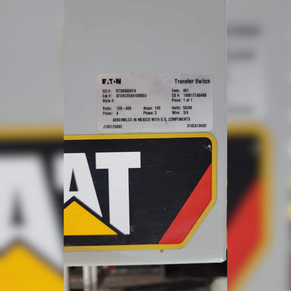Used 100 Amp CAT ATC Automatic Transfer Switch sticker