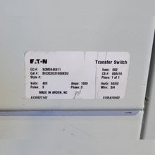 Used 1000 Amp Eaton BIC3C3E30600XSU Automatic Transfer Switch sticker