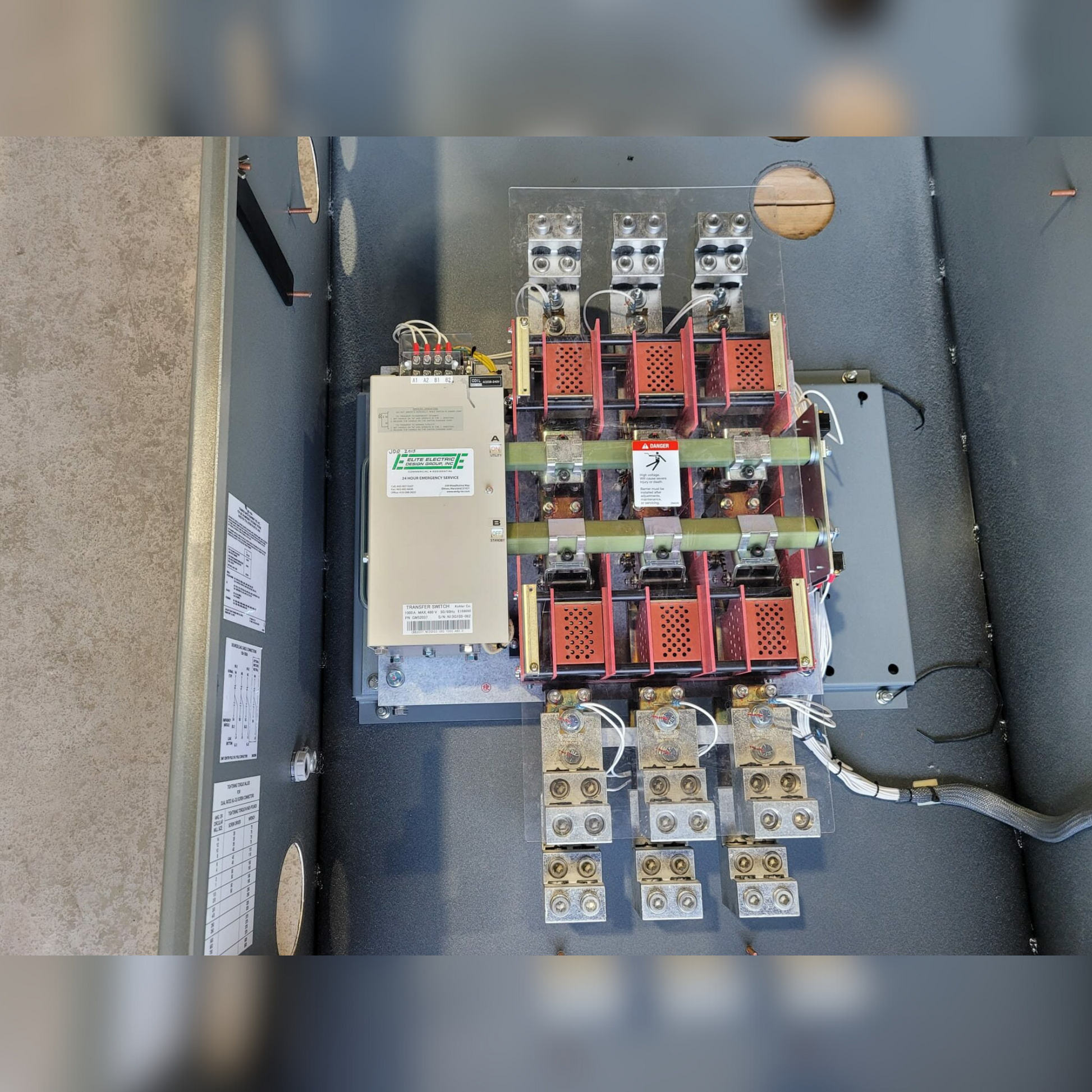 Used 1000 Amp Kohler KSS-DCTA-1000S Automatic Transfer Switch Inside View